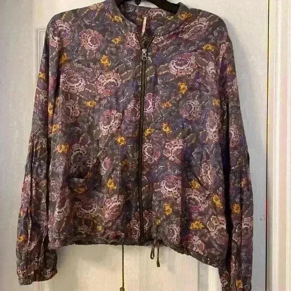 Free People Soft Printed Balloon Sleeve Jacket - Picture 2 of 6